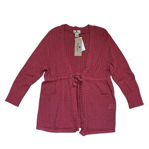 WOOLRICH Odella Soft Ruby Tie Front Cardigan Sweater‎ - size L NWT